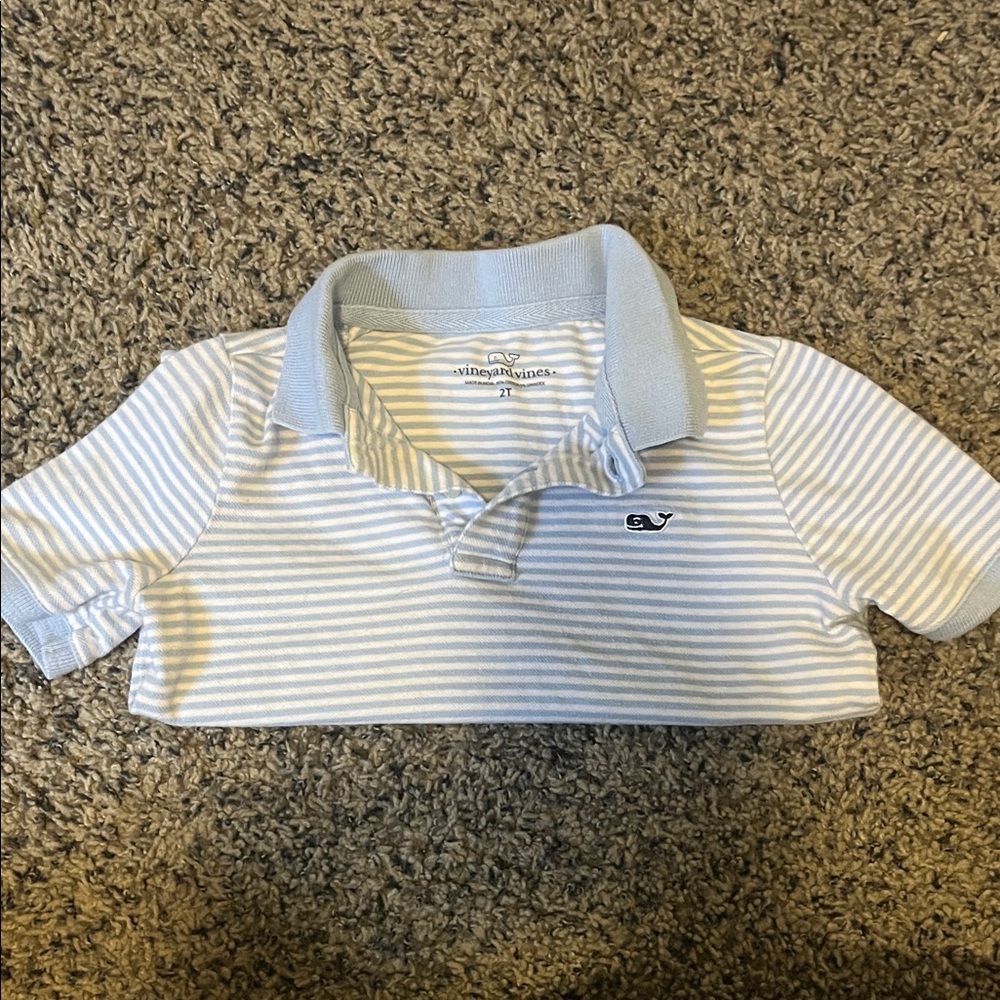 Vineyard Vines Kids Light Blue and White Polo